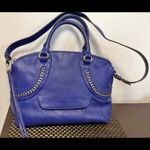 Aimee Kestenberg Cobalt Blue Leather Satchel with Chain Trim